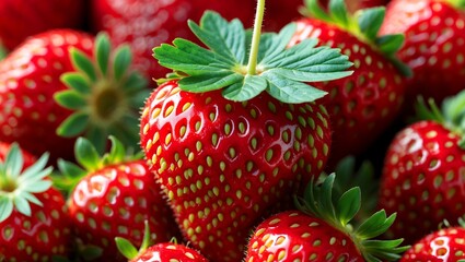 Vibrant red strawberry surrounded by fresh berries