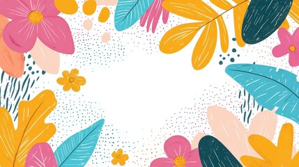 Vibrant tropical backdrop with lush jungle flowers and palm leaves, perfect for home decor and summer vibes in modern style.