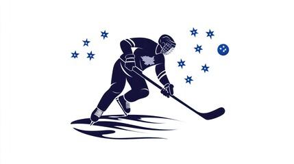 Obraz premium Hockey player skating, stylized graphic