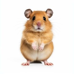 Cute hamster isolated on a pure white background, showcasing its fluffy fur and playful nature. Perfect for pet lovers