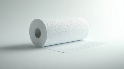 Obraz premium Hygiene awareness minimalist photography of white paper towel roll in indoor spaces