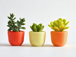 Obraz premium Colorful 3D printed pot toys on a white background