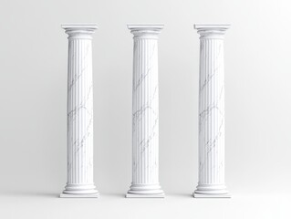 Obraz premium Three elegant white marble columns standing in a minimalist studio setting