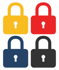 Padlock icon vector set isolated on white background.