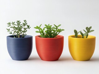 Fototapeta premium Colorful 3D printed pot toys on a white background