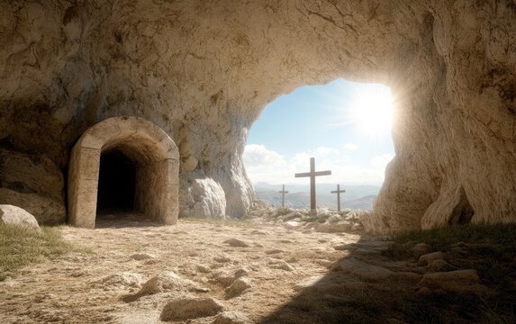 Holy Saturday: cross symbolism, sacred observance, faith reflection, resurrection hope, divine sacrifice, biblical remembrance, spiritual devotion, solemn meditation, tomb of Jesus Christ - Powered by Adobe