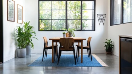 Modern dining room with large windows (2)
