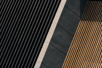 gray cement and wood panel in detail of architecture background