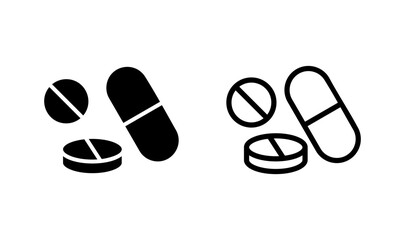 Pills icon logo design. capsule icon. Drug sign and symbol