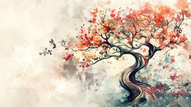 Fiori stile acquarello. Flourish - Tree. Illustration