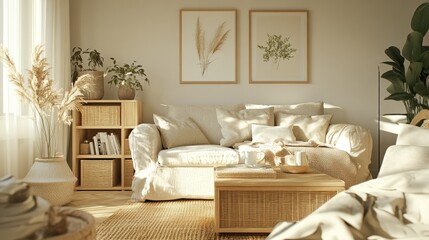 Stylish IVAR storage cabinet in a Scandinavian-style interior, featuring neutral colors and clear, simple patterns.