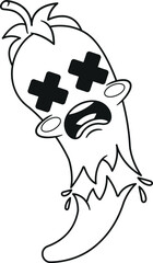 Halved screaming Mexican pepper character