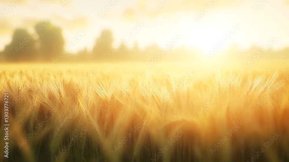 Aufkleber ahmadwahyuutomo776@gmail.com a serene golden wheat field at sunrise with soft wind, evoking tranquil