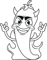 Pepper devil in fire black-and-white