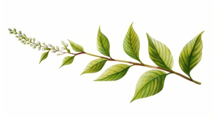 Fototapeta premium Discover the magic of holy basil tulsi in vibrant watercolor, ideal for plant lovers and fans of holistic wellness.