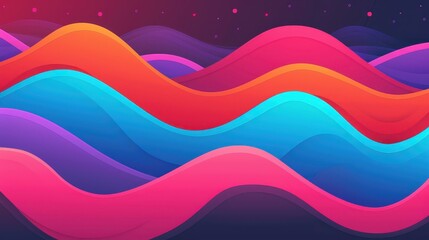 Immerse yourself in vibrant soft neon pastel waves with this captivating abstract illustration for your creative needs.