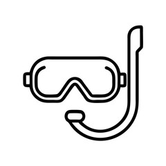 Diving mask and snorkel on a white background  