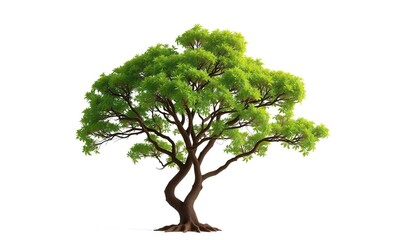 Single, majestic tree isolated against a pure white backdrop, single tree,  photography