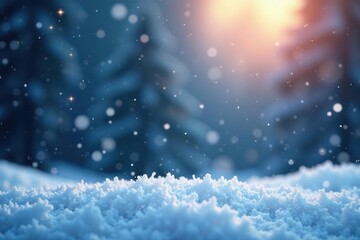 Naklejka premium Sparkling snowflakes gently falling from the sky, delicate, winter wonderland, snowfall