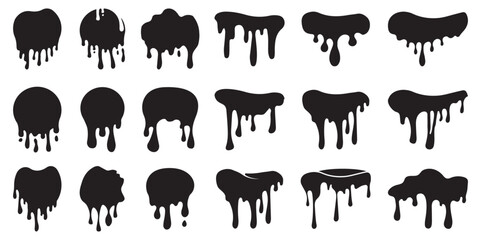 Obraz premium Black Dripping Ink Liquid Paint Drip Vector icon, Creative Splash Illustration, Graphic Fluid Design, Artistic Melting Effect, Abstract Black Paint Drop Symbol, Minimalist Ink Spill Artwork