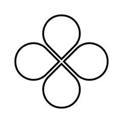 Fototapeta premium Clover icon. Flower diagram divided into four equal sections. Floral chart with 4 petals isolated on white background. Template for data presentation. Vector graphic illustration.