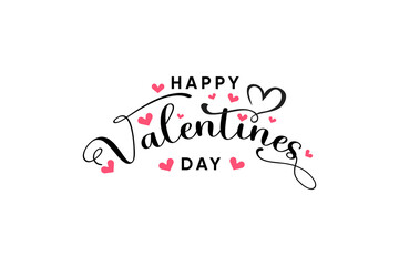 Fototapeta premium Happy Valentines Day Elegant Calligraphy Romantic Love Hearts Design