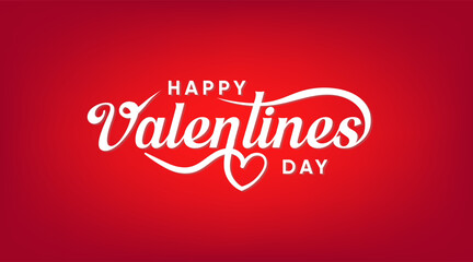 Happy Valentines Day Red Background White Script Typography Love Heart