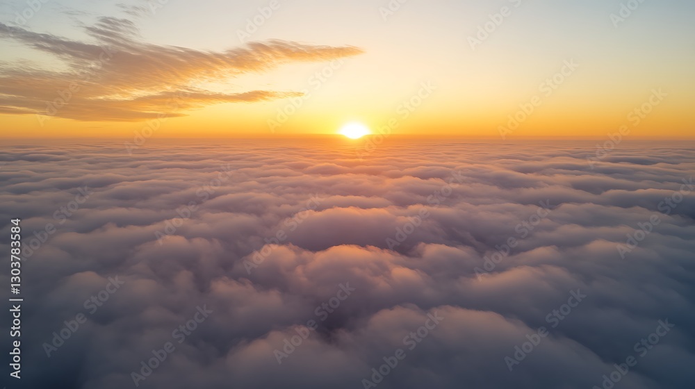 Poster ahmadwahyuutomo776@gmail.com A panoramic view of a stunning sunrise over a sea of clouds, ideal for nature and landscape photography.