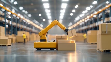 Robotic Arm Working in Modern Warehouse Environment