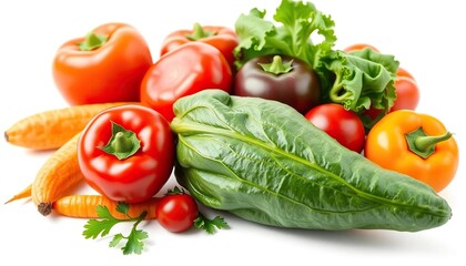 A vibrant, fresh vegetable, perfectly isolated on a pure white background, food, stew