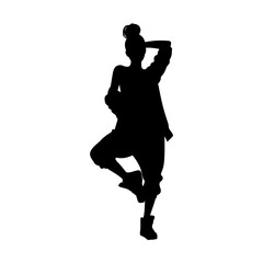 Vector illustration. Hip hop dancer silhouette. Girl on the move.	