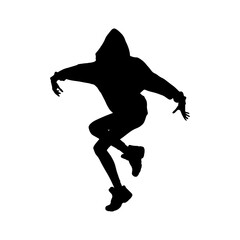 Vector illustration. Hip hop dancer silhouette. Girl on the move.	