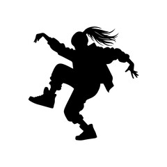 Vector illustration. Hip hop dancer silhouette. Girl on the move.	