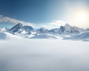 Obraz premium Serene Winter Landscape with Snowy Mountains and Sky