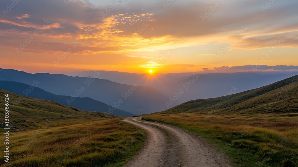 Aufkleber ahmadwahyuutomo776@gmail.com a scenic mountain road bathed in golden sunlight, ideal for travel and 