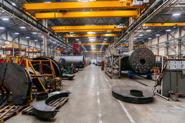 Naklejka premium Assembly line of boiler equipment