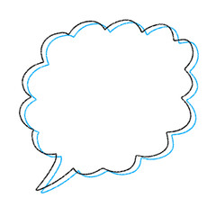 シンプルな手書き風吹き出し フレーム 　青　黒