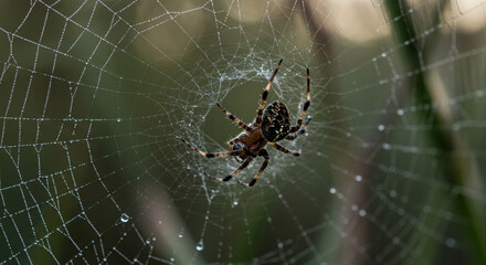 Obraz premium A Spider in its Web: Nature's Intricate Design