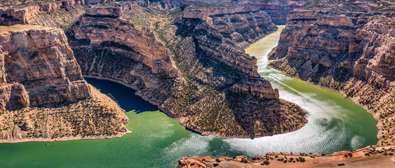 Panoramic view of Devil Canyon in the Big Horn National Recreational Area, MT. This 1000 foot deep...