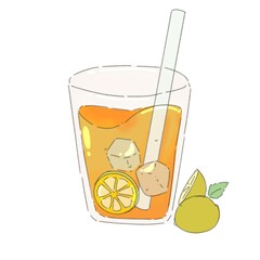 Fresh iced lemonade with mint and ice cubes