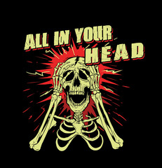 Skeleton frustrated holding his head