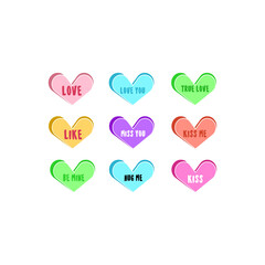 Colorful Candy Hearts Love, Kisses, and Valentines Day Messages