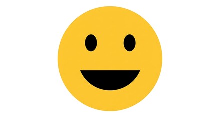 Fototapeta premium Smiling Yellow Emoji Face with Positive Expression on White Background