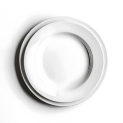 Ceramic white plates, showcasing smooth surfaces and a simple, elegant design, perfect for dining occasions The plates are isolated on white background