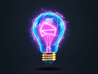 Vibrant glowing light bulb with electric sparks, symbolizing innovation and ideas