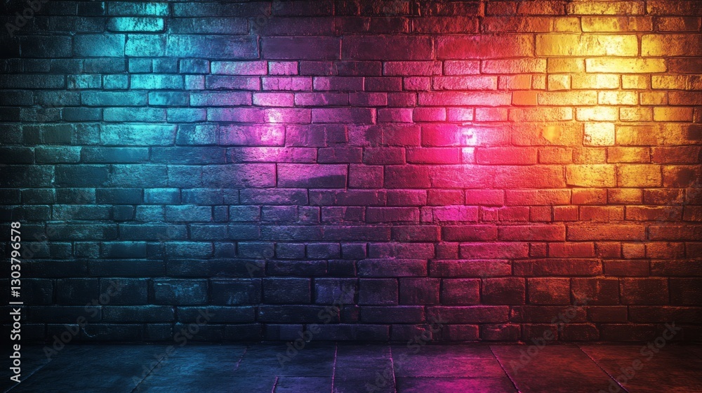 Poster a captivating interplay of colors on a textured brick wall transforms an urban setting into a lively