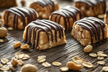Mini bars with peanut butter and oats.