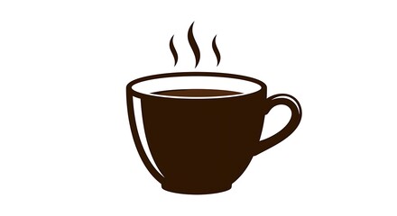 Obraz premium Steaming Coffee Cup Icon Simple Brown Mug on White Background