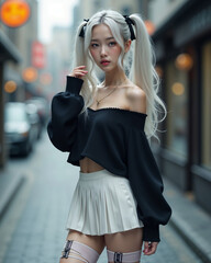 Gothic Streetwear Girl — Edgy Urban Fashion Aesthetic
