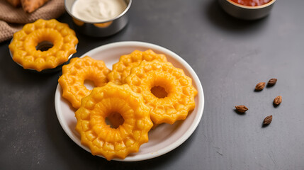 Fafda is a fried crispy crunchy tasty snack made with gram flour, laced with carom seeds and black pepper. It is a popular Gujarati vegan snack. Jalebi is one of the most popular desserts from india.